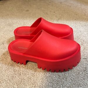Free People Vibrant Red Platform Mules